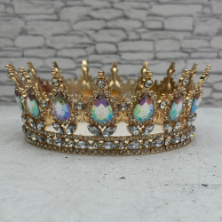 Изображение Корона для торта D 12 см золотая с вставками хамелеон